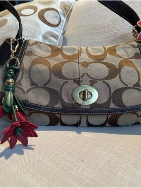 Coach Y2K Ergo Flap shoulder bag khaki signature jacquard canvas